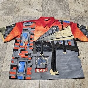 Vintage Y2K UP RO'S Urban City  Subway Streetwear Hip Hop Men's Shirt 3XL